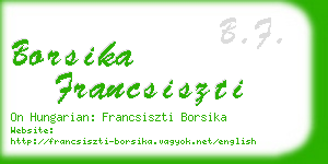 borsika francsiszti business card